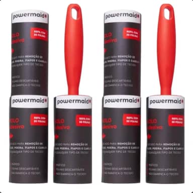 Kit 2 Rolos Tira Pelo Pet Cabelo Bolinha Roupa Sofá Adesivo Removedor Mais 4 Refil Total 180 Folhas