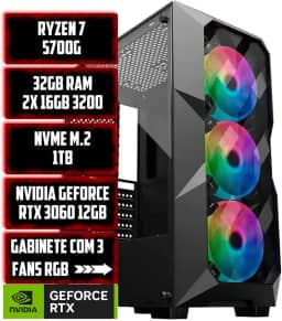 PC GAMER TITAN AMD RYZEN 7 5700G/32GB RAM/NVME 1TB/NVIDIA RTX 3060 12GB/GABINETE 3 FANS RGB