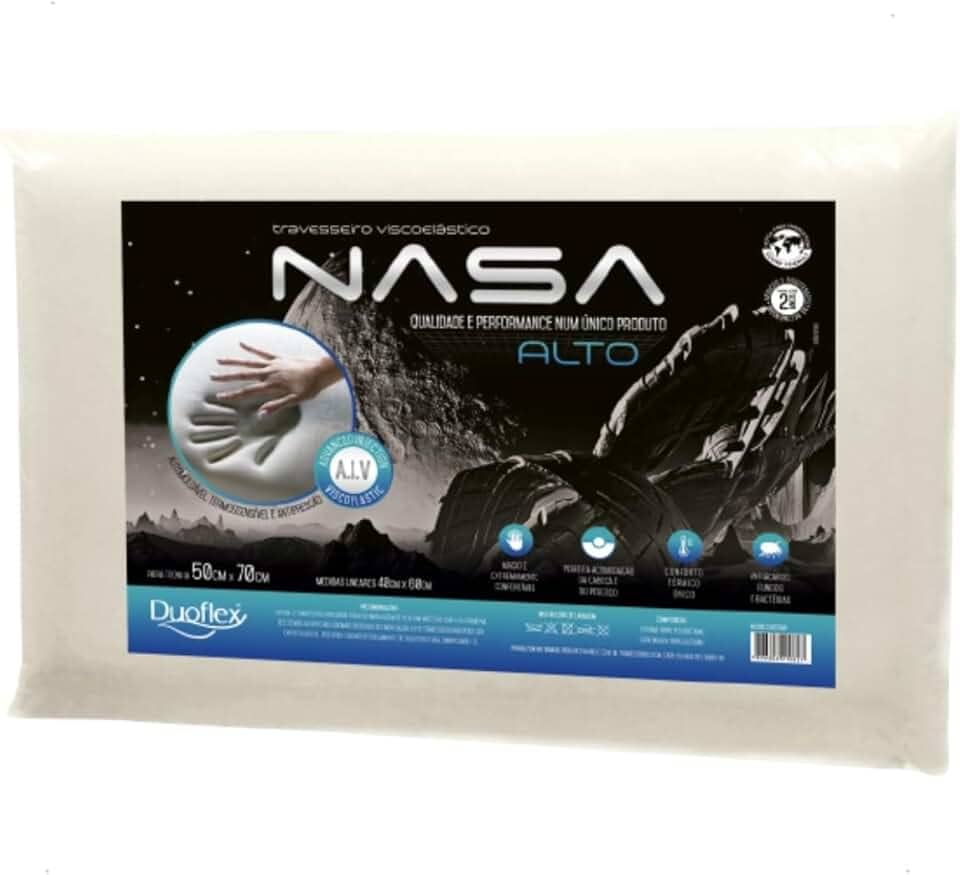 Travesseiro Nasa-X Alto Duoflex Bege Para fronha 50cmx70cm Espuma 100% poliuretano