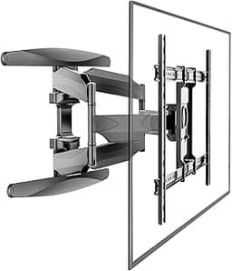 BAZIK Suporte Articulado de Parede para TV, Ajustável com Movimento Completo, Adequado para TVs Planas e Curvas de 32 a 80 Polegadas (VESA 600 x 400 Max), Suporta até 60kg, Instalação Fácil – Preto