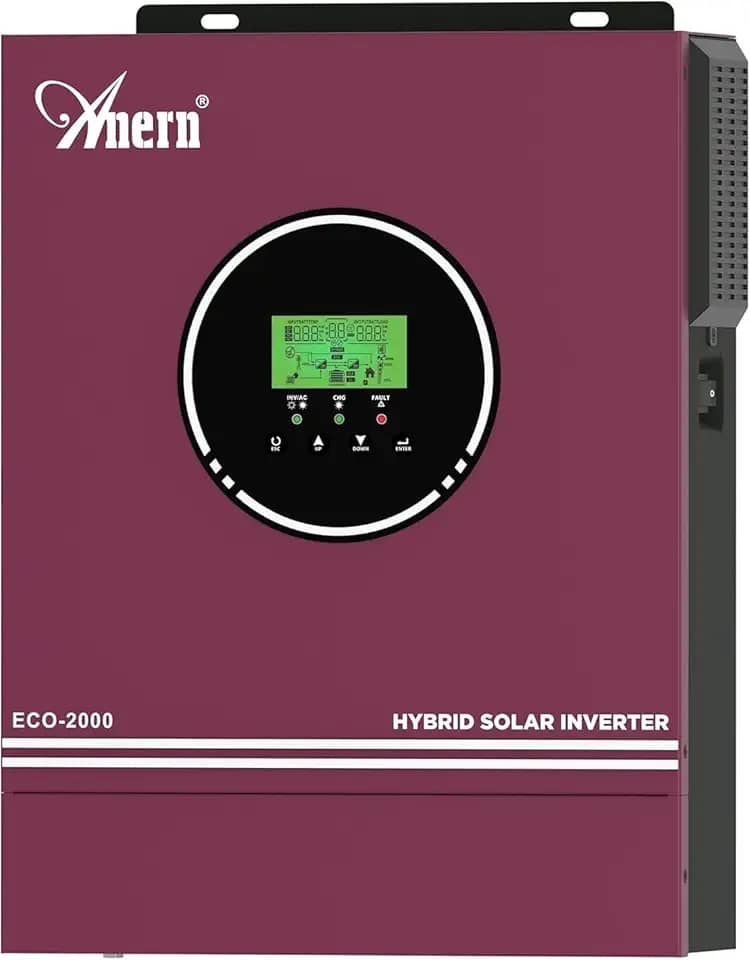 Inversor Híbrido Solar Fora da Rede de 2000W 12V CC a 220-230V CA, Inversor de Onda Senoidal Pura com Controlador de Carga Solar MPPT de 80A, Funciona com Chumbo-ácido de 12V e Bateria de Lítio