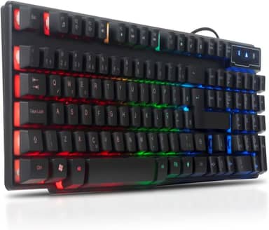 Teclado Gamer Semi Mecanico Para Pc Ps4 Ps5 Xbox Iluminado com Led Qwerty Abnt2 Padrão Brasileiro 12 Teclas Multimidia e Cabo Usb