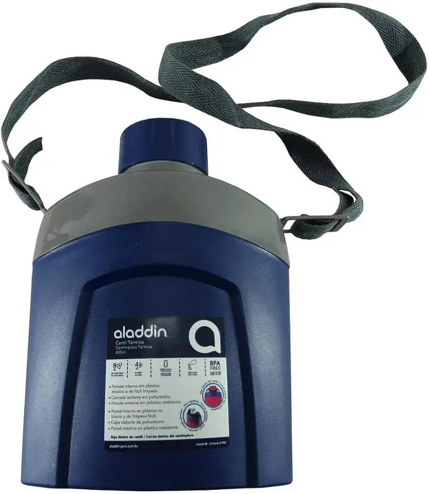Cantil Térmico 600ml Azul Aladdin com Alça 0492