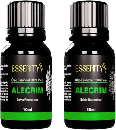 02 Unidades Óleo Essencial de Alecrim Premium 100% Puro - Estimula Concentração, Foco, Relaxamento e Bem-Estar, Ideal para Aromaterapia, Massagem e Difusores, Vegano e Cruelty-Free - 10ml ESSENITY