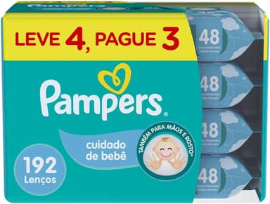 Lenços Umedecidos Pampers Cuidado de Bebê 192 Unidades