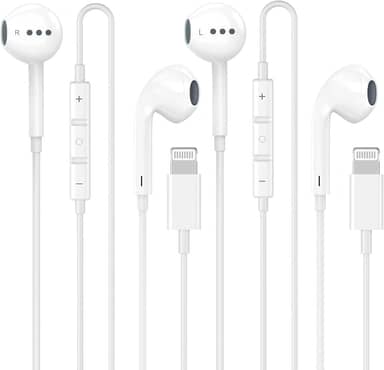 Pacote com 2 fones de ouvido com fio para iPhone/fones de ouvido com microfone integrado e controle de volume fones de ouvido com redução de Nosie compatíveis com iPhone 14 13 12 11 Pro Max XS XR X 8