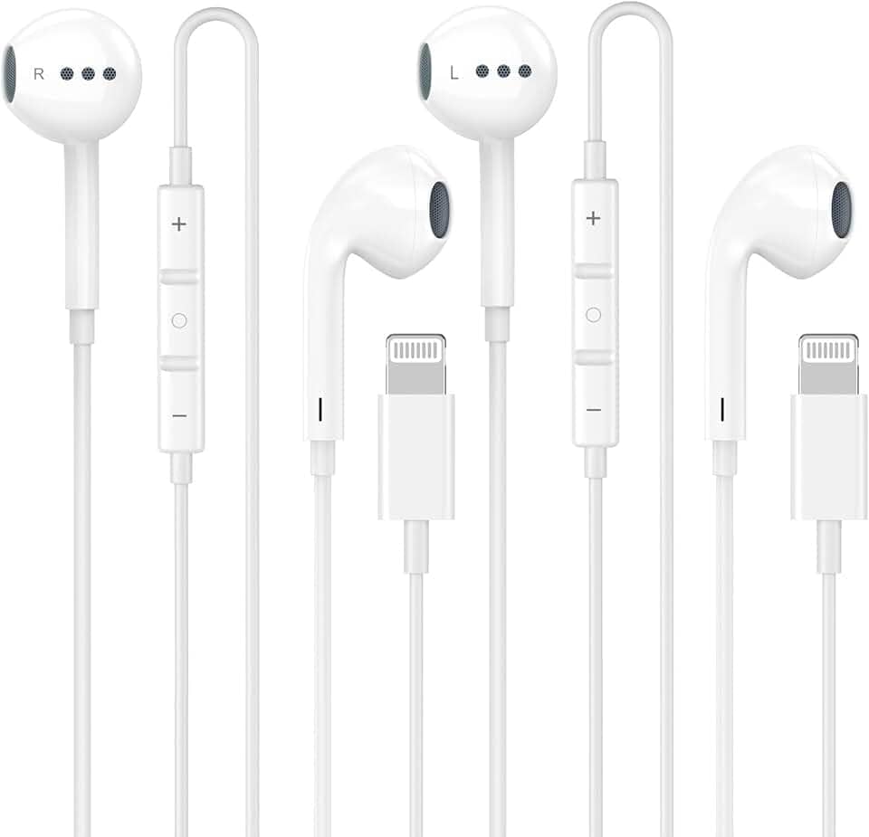 Pacote com 2 fones de ouvido com fio para iPhone/fones de ouvido com microfone integrado e controle de volume fones de ouvido com redução de Nosie compatíveis com iPhone 14 13 12 11 Pro Max XS XR X 8