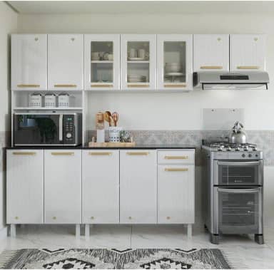Cozinha de Aço Compacta 4 Peças 12 Portas 1 Gaveta Diamante Telasul Branco