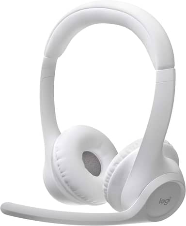 Headset Sem Fio Logitech Zone 300 Com Microfone Flip-to-Mute com Cancelamento de Ruído, Conexão Bluetooth, Bateria Recarregável via USB-C e Almofadas Confortáveis - Branco