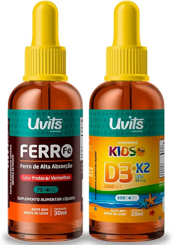 Kit Ferro Bisglicinato 30ml + Vitamina D3 K2 Kids 20ml Uvits