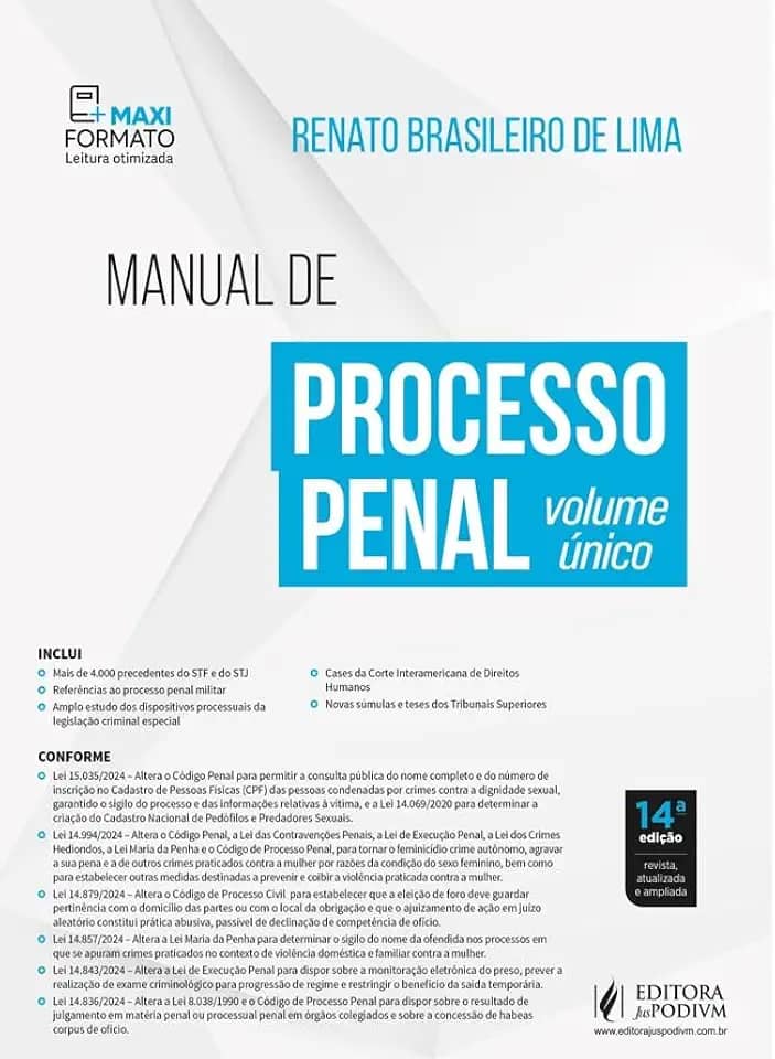 Manual de Processo Penal - Volume Único 14Ed.2025