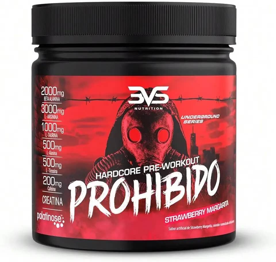 3VS Nutrition Pré Treino Prohibido 360g Sabor Morango