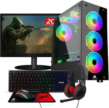 Pc Gamer Ryzen 7 5700 G, Mb A520, 16 Gb Ddr4, Ssd M.2 Nvme 1 Tb, Fonte 600w + Monitor 20" + Kit 4 em 1