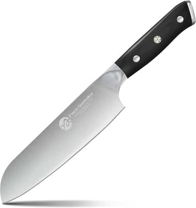 Faca Santoku De 7”, Faca Do Chef Forjada Em Aço De Alto Carbono, Faca De Aparar Com Cabo Ergonômico, Preto