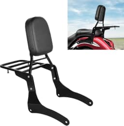 DSISIMO Encosto de passageiro de motocicleta Sissy Bar com almofada de descanso traseiro e bagageiro compatível com Kawasaki Vulcan 900 VN900B VN900C VN900D Custom Classic 1996-2024