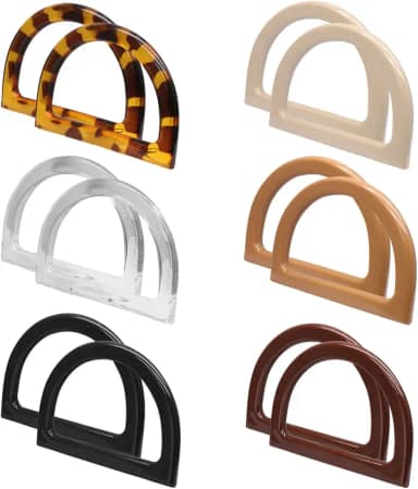 Zorfeter Pacote com 12 alças de bolsa em forma de D, 6 alças coloridas para fazer bolsas/bolsa de praia