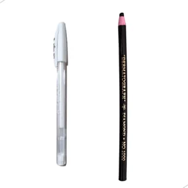 Lápis Dermatográfico + Caneta de Gel Branca Design de Sobrancelhas Profissional