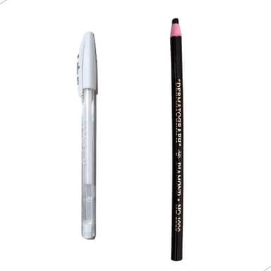 Lápis Dermatográfico + Caneta de Gel Branca Design de Sobrancelhas Profissional
