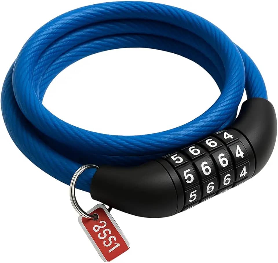 Cadeado Cabo De Aço Trava de Segurança Portátil Com Combinação Numérica Reforçada Para Travar Bicicletas Motos E Acessórios