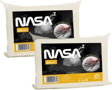 Kit 2 Travesseiro Nasa 14cm Altura Espuma D40 Viscoelástico Nasa Zz Capa Com Zíper 100% Algodão 200 Fios - Lar Conforto…