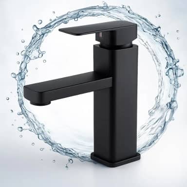 Torneira Monocomando Preta Fosca para Banheiro e Lavabo – Misturador Água Quente e Fria em Metal Resistente com Design Moderno e Arejador Removível