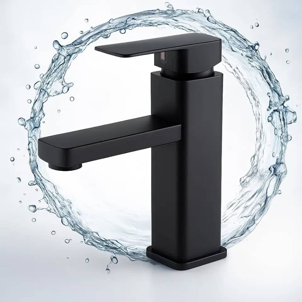 Torneira Monocomando Preta Fosca para Banheiro e Lavabo – Misturador Água Quente e Fria em Metal Resistente com Design Moderno e Arejador Removível