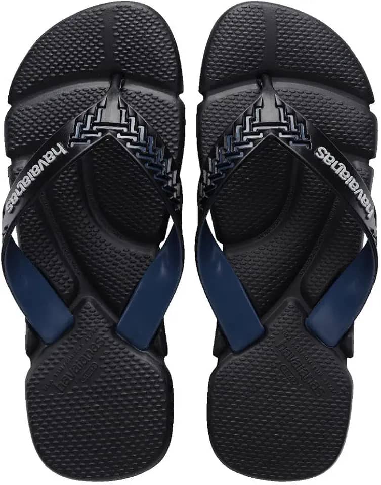 Chinelos Power 2.0, Preto e Azul Indigo, Design Texturizado