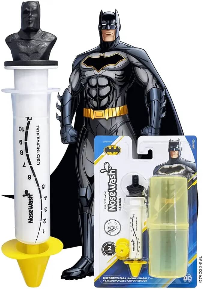 Seringa de Lavagem Nasal Para Bebês e Crianças + Copo Medidor NoseWash (Batman)