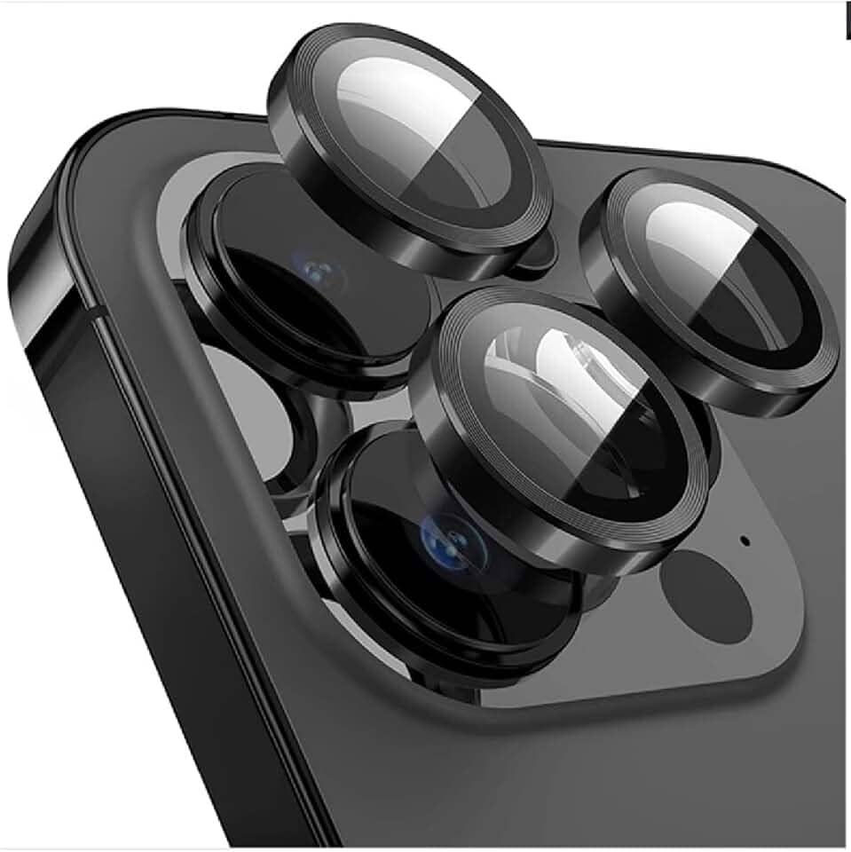 Kit Película Lente De Câmera Compatível Com iphone 11 12 13 14 15 16 Pro Max Liso Preto iphone 16