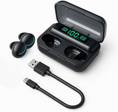 Fone de Ouvido Bluetooth 5.3 TWS Sem Fio com Estojo de Carregamento,Função power bank e Display LED de Bateria - Som Estéreo, À Prova d'Água, Compatível com Android e iOS