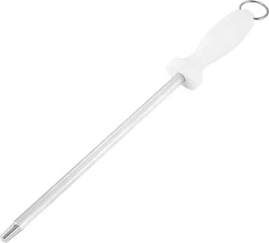 Chaira Profissional para Afiação 10' Aço Inox Cabo Branco com Argola
