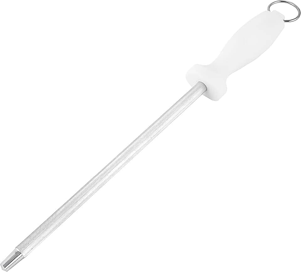 Chaira Profissional para Afiação 10" Aço Inox Cabo Branco com Argola