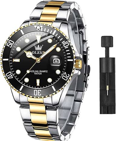 Relógio Masculino Luxo Negócios, à Prova D'água, Mostrador de Data, Quartzo Pulseira em Aço Inoxidável