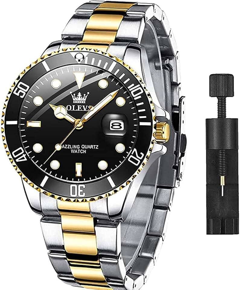 Relógio Masculino Luxo Negócios, à Prova D'água, Mostrador de Data, Quartzo Pulseira em Aço Inoxidável