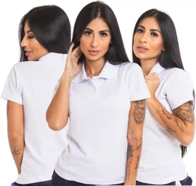 Kit 3 Camisas Polo Femininas Camiseta Gola Piquet