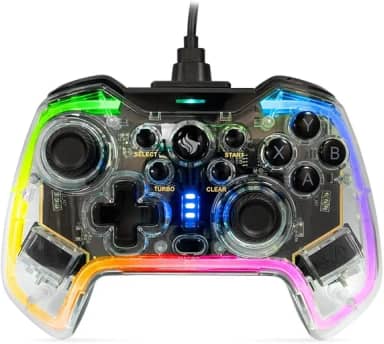 Controle Gamer Pichau Glower X1 | Transparente com Neon RGB | PC/Switch / PS3 / Android | 2m | PG-GLWX-BL01