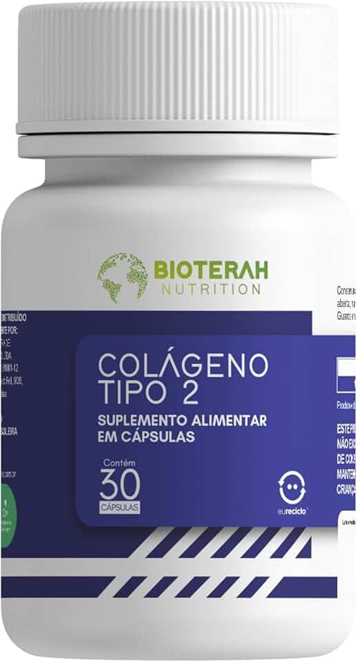 Colágeno Tipo 2 Em Cápsulas BIOTERAH Suplemento Alimentar Vitaminas Articulações