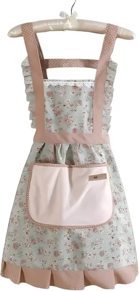 Avental De Princesa Em Renda Floral Com Um Bolso Para Toalhas De Mão À Prova D'água E Resistente Ao Oleo