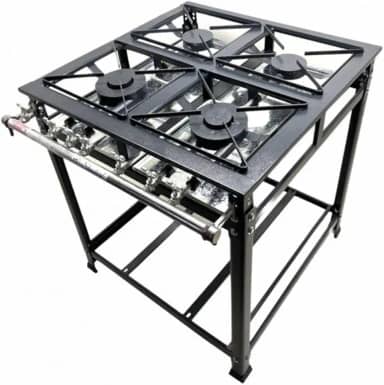 Fogão Industrial 4 Bocas 2 Simples Standard Baixa Pressão Grelhas Aço 30x30 P5 Mr Fogões