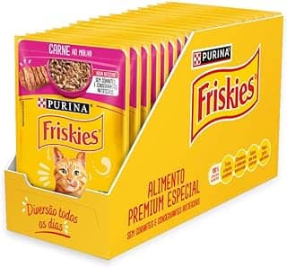 Pack Nestlé Purina Friskies Ração Úmida Para Gatos Adultos Carne Ao Molho - Com 15 Sachês 85g