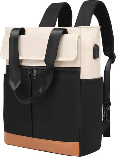 Mochila CYUREAY feminina conversível de trabalho para notebook, computador, com porta de carregamento USB, Preto