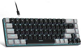 MageGee Teclado portátil 60% mecânico para jogos, MK-Box LED retroiluminado compacto de 68 teclas, mini teclado de escritório com fio com interruptor vermelho para Windows, laptop, PC, Mac -