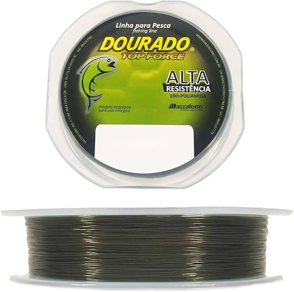 Linha Pesca Monofilamento Mazzaferro Dourado Top Force 300m 0.30mm Verde Oliva