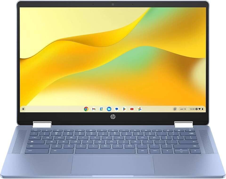 HP Notebook Chromebook x360 35.6 cm FHD IPS Touch 2 em 1, processador Intel N100, 4 GB RAM, 64 GB eMMC, Chrome OS, azul celeste, 14b-cd0130wm