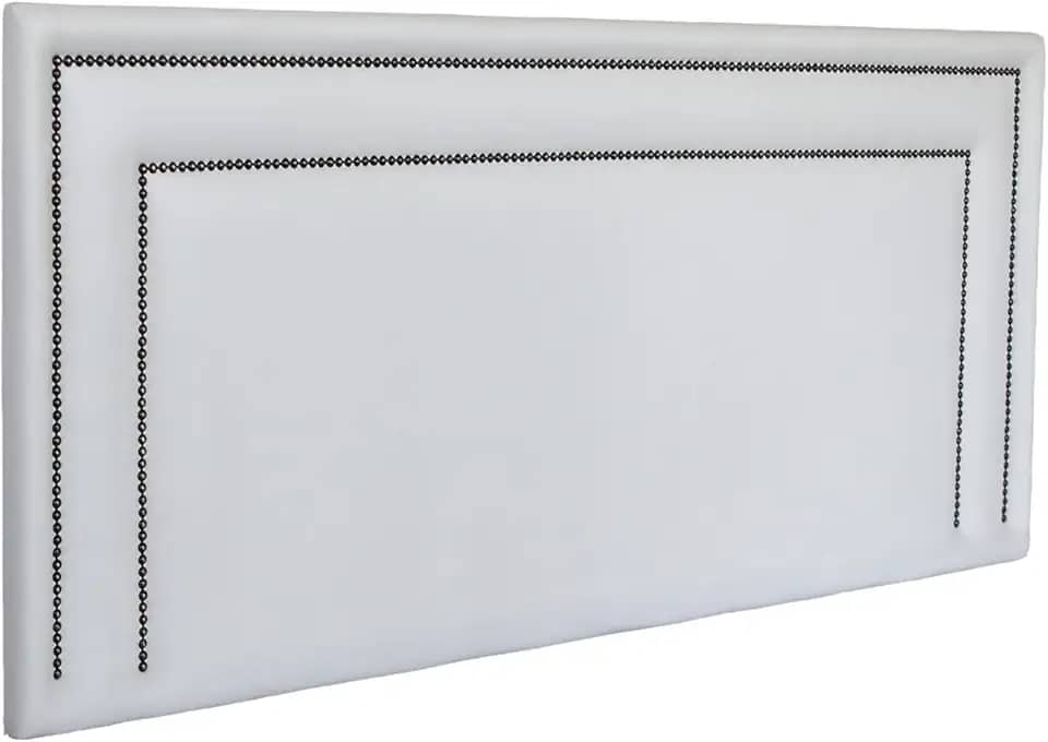 Cabeceira King Reta Luxo Dupla 193x60 Courino Branco - Tacha Fumê