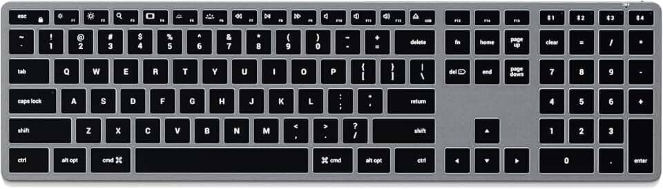 Satechi Teclado Slim X3 Iluminado Bluetooth Keypad Numérico - Teclas Iluminadas e Sinc Varios Dispositivos - Para M2/ M1 MacBook Pro/Air, M2/ M1 iPad Pro/Air, M2 Mac Mini, iMac M1 (Cinza Espacial)