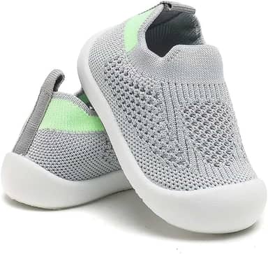 Tênis Sapatinho Meia Infantil Antiderrapante para Primeiros Passos, Bebê 0-36 Meses, Malha Flexível, Ultra Leve 28g, Unissex, Cinza, Azul, Rosa ou Amarelo