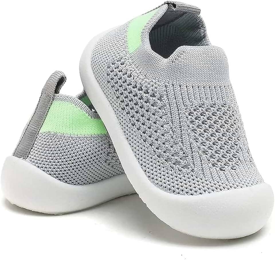 Tênis Sapatinho Meia Infantil Antiderrapante para Primeiros Passos, Bebê 0-36 Meses, Malha Flexível, Ultra Leve 28g, Unissex, Cinza, Azul, Rosa ou Amarelo