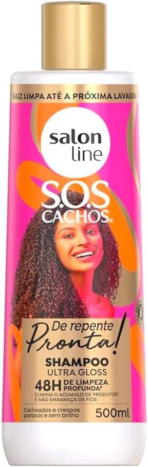 Salon Line, Shampoo, SOS Cachos, De Repente Pronta, Vegano - Para Cabelos Cacheados e Crespos, 500ml
