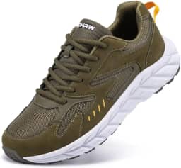 Tênis masculino de largura extra larga confortável para caminhar alivia a dor nos pés, bico largo com suporte de arco